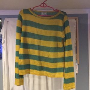 Green and Yellow Striped Sweater